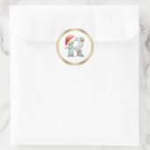 Monogram letter R, Santa hat Christmas  Sticker ラウンドシール (バッグ)