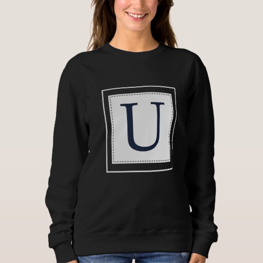 Monogram Letter U Alphabet U Initial Navy Blue   スウェットシャツ (正面)