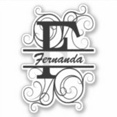 Monogram letter with swirls ; space for your name シール (正面)