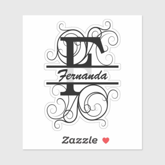 Monogram letter with swirls ; space for your name シール (シート)