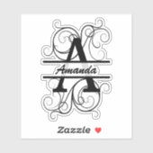 Monogram letter with swirls ; space for your name シール (シート)