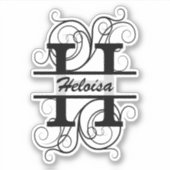 Monogram letter with swirls ; space for your name シール (正面)