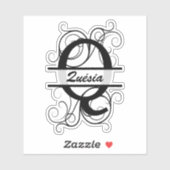 Monogram letter with swirls ; space for your name シール (シート)