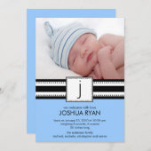 Monogram LetterJベビーPHOTO Birth発表 案内状 (正面/裏面)