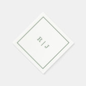 Monogram Letters Sage Green Elegant Wedding スタンダードカクテルナプキン (角)