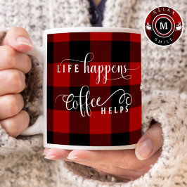 Monogram, Life Happen 救済 Coffee, Plaid コーヒーマグカップ