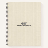 Monogram Light Beige Burlap Gray Typography ノートブック (正面)