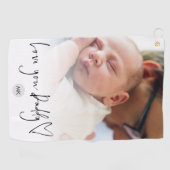 Monogram Love You Daddyスクリプトハートフォトオーバーレイ ゴルフタオル (横)