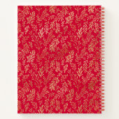 Monogram Luxury Red Gold Leaf Pattern Festive ノートブック (裏面)
