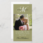 Monogram M結婚's Thank You Photo Cards Green サンキューカード (正面/裏面)