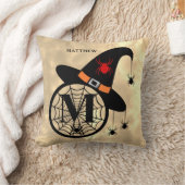 Monogram M Halloween Sky Witch Spiders Name クッション (ブランケット)