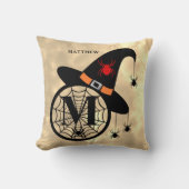 Monogram M Halloween Sky Witch Spiders Name クッション (正面)