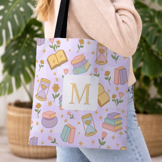 Monogram Magic Books Tote Bag Girly Purple トートバッグ