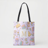 Monogram Magic Books Tote Bag Girly Purple トートバッグ (正面)