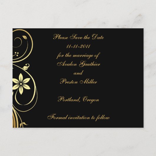 Monogram Masqurade Mask日付はがきを保存 案内ポストカード (裏面)