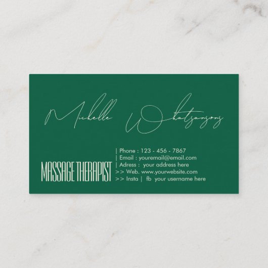 Monogram MASSAGE THERAPIST modern script 名刺 (裏面)