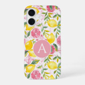 Monogram Mediterranean Style Lemon Pattern iPhone 16ケース (裏面)