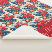Monogram Merry Christmas & Happy New Year! Floral シェルパブランケット (3/4)