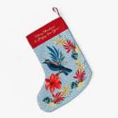 Monogram Merry Christmas & Happy New Year! Floral スモールクリスマスストッキング (裏面 (吊り時))