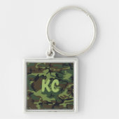 Monogram Military Green Camouflage Premium Square キーホルダー (正面)