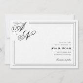 Monogram Minimal Classic Wedding Save the Date 招待状 (正面)