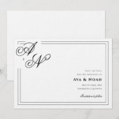 Monogram Minimal Classic Wedding Save the Date 招待状 (正面/裏面)