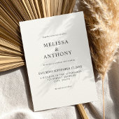 Monogram Minimalist Black and Ecru Modern Wedding 招待状