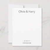Monogram Minimalist Black White Wedding Note Card ノートカード (正面)