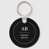 Monogram Minimalist | Elegant Black & White Design キーホルダー (裏面)
