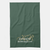 Monogram Minimalist Green Gold White Stylish Men  キッチンタオル (縦)