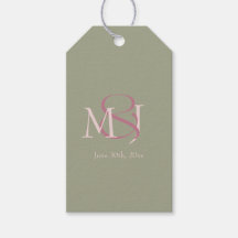 Monogram Minimalist Green Pink Mauve Wedding