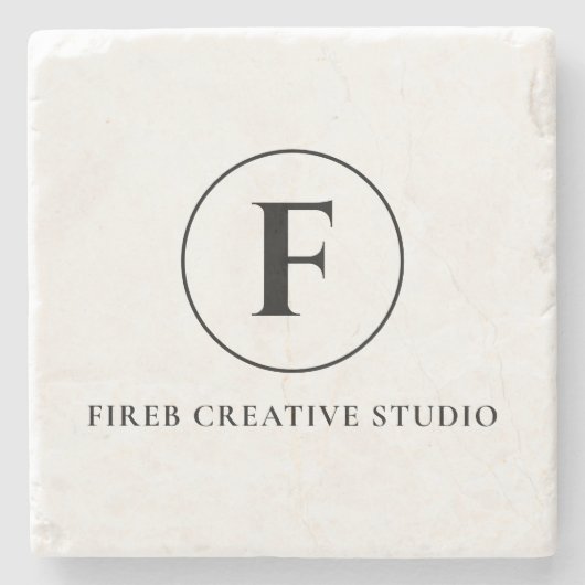 Monogram Minimalist Initial Name Marble Design ストーンコースター (正面)