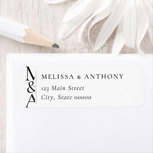 Monogram Minimalist Modern Wedding Return Address ラベル (インサイチュ)