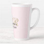 Monogram Minimalist Pastel Pink Gold Black Name  カフェラテマグ (右)