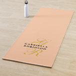 Monogram Minimalist Peach Gold Black Stylish Chic ヨガマット<br><div class="desc">Personalized elegant refined feminine chic yoga mat, personalizable customizable with monogram, initial letters and name. Classy premium look peach pastel orange background, elegant gold calligraphy script handwritten initial letters, and stylish black typography for the name. Be unique in your health and wellness choices with this beautiful and useful sports equipment....</div>