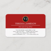 Monogram Minimalist Red White Layer 名刺 (正面)