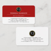 Monogram Minimalist Red White Layer 名刺 (正面/裏面)