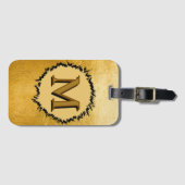 Monogram minimalist simple black faux gold ラゲッジタグ (正面横)