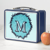 Monogram minimalist simple chic blue abstract メタルランチボックス (インサイチュ)