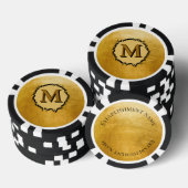 Monogram minimalist simplen custom black faux gold ポーカーチップ (積み重ね)
