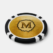 Monogram minimalist simplen custom black faux gold ポーカーチップ (シングル)