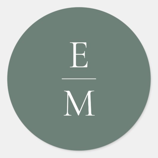 Monogram Minimalistic Wedding Sticker ラウンドシール (正面)