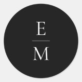 Monogram Minimalistic Wedding Sticker ラウンドシール (正面)