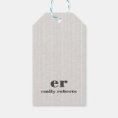 Monogram Minimalistic White Burlap Gray Typography ギフトタグ (裏面)