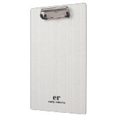 Monogram Minimalistic White Burlap Gray Typography クリップボード (左)