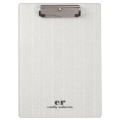 Monogram Minimalistic White Burlap Gray Typography クリップボード (正面)