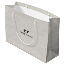 Monogram Minimalistic White Burlap Gray Typography