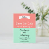 Monogram MintとCoral Color Block日付を保存 案内ポストカード (スタンド正面)