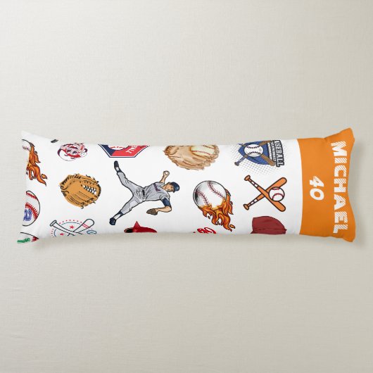 Monogram modern baseball player illustrations ボディピロー (正面)