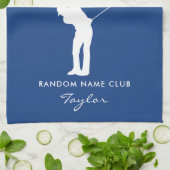 Monogram Modern Blue Club Name キッチンタオル (折り畳み)